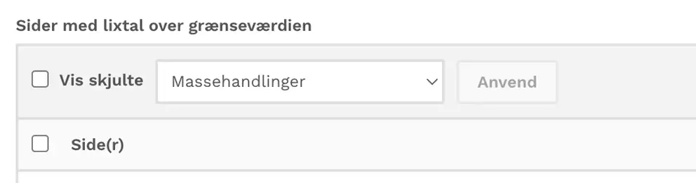 Billedet viser oversigtspanelet efter en l&aelig;sbarhedsscanning.
